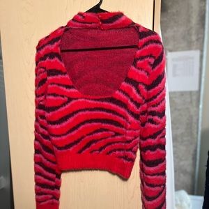 Brand new fuzzy fur forever21 sweater with back opening slit